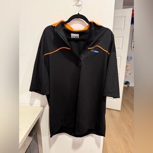 Ganni Men's Black Shirt with Orange Accents